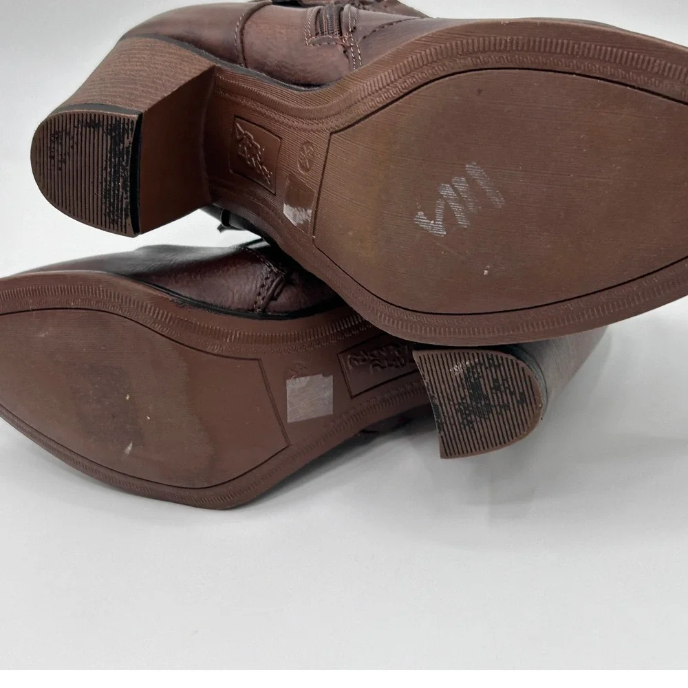 Dirty Laundry Womens Brown Faux Leather Buckle Strap Ankle Boots Block Heel 6.5